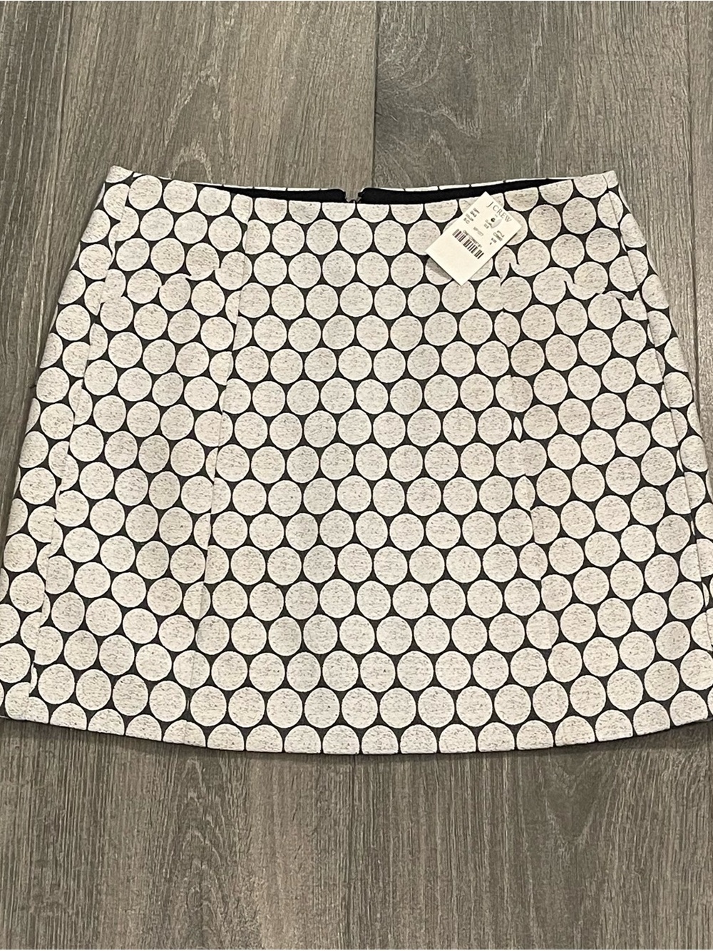 J. Crew Gray and White Polka Dot Mini Skirt